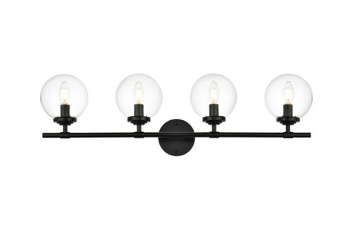 Ingrid 4 light Black and Clear Bath Sconce (758|LD7302W33BLK)