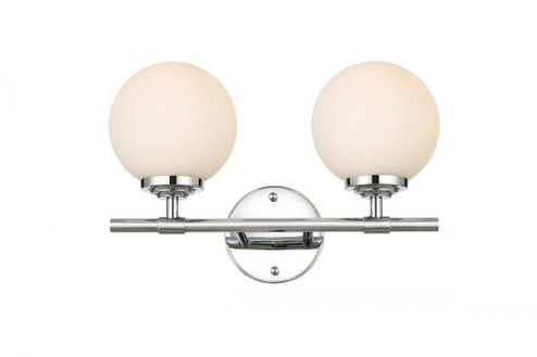 Ansley 2 light Chrome and frosted white Bath Sconce (758|LD7301W15CH)