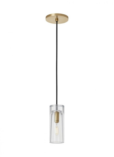 Sean Lavin Horizon 1-light dimmable small accent pendant with natural brass finish and glass shade (7355|SLPD277CNB)