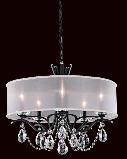 Vesca 5 Light 120V Chandelier in Black with Clear Radiance Crystal and white Shade (168|VA8305N-51R1)