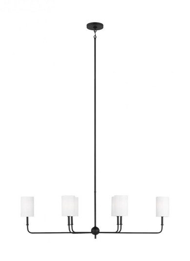 Foxdale transitional 6-light indoor dimmable linear chandelier in midnight black finish with white l (7725|3609306-112)