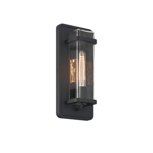 Pearl Street 7 in. 1-Light Black Modern Outdoor Wall Lantern with Clear Glass Shade (21|D303M-7EW-BK)