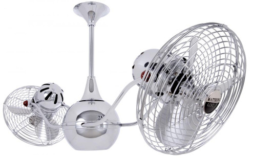 Vent-Bettina 360° dual headed rotational ceiling fan in polished chrome finish with metal blades. (230|VB-CR-MTL)