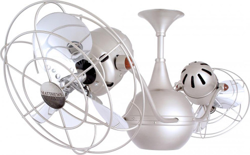 Vent-Bettina 360° dual headed rotational ceiling fan in brushed nickel finish with metal blades. (230|VB-BN-MTL)