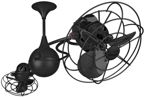 Italo Ventania 360° dual headed rotational ceiling fan in Matte Black finish with metal blades. (230|IV-BK-MTL)