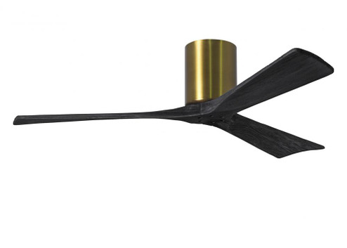 Irene-3H three-blade flush mount paddle fan in Brushed Brass finish with 52” solid matte black w (230|IR3H-BRBR-BK-52)