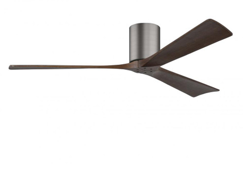 Irene-3H three-blade flush mount paddle fan in Brushed Pewter finish with 60” solid walnut tone (230|IR3H-BP-WA-60)