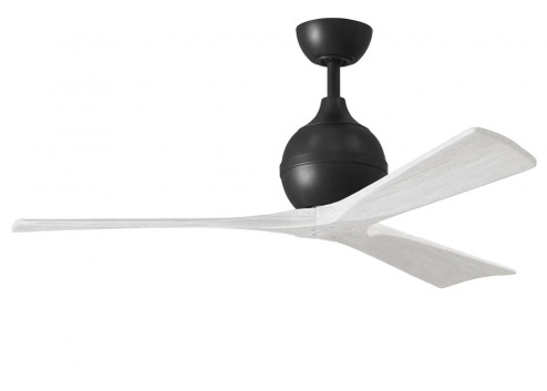 Irene-3 three-blade paddle fan in Matte Black finish with 52'' solid matte white wood blades. (230|IR3-BK-MWH-52)