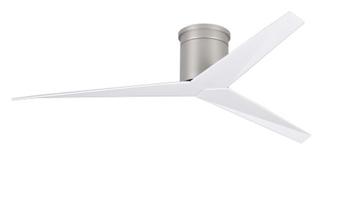 Eliza-H 3-blade ceiling mount paddle fan in Brushed Nickel finish with gloss white ABS blades. (230|EKH-BN-WH)