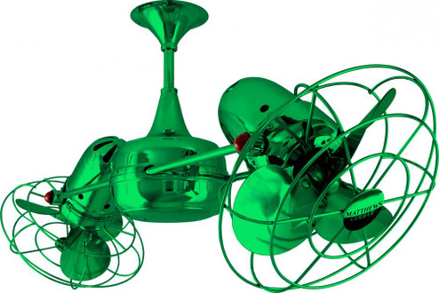 Duplo Dinamico 360” rotational dual head ceiling fan in Esmerelda (Green) finish with metal blad (230|DD-GREEN-MTL)