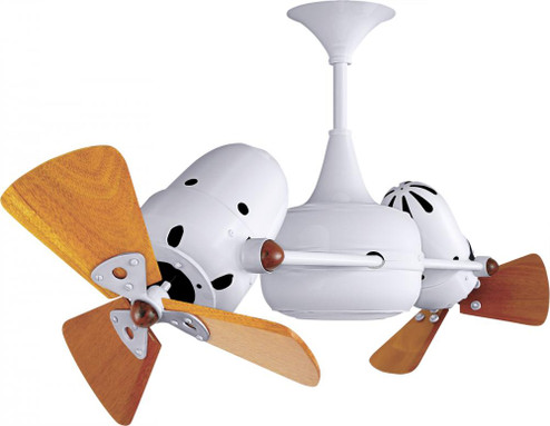 Duplo Dinamico 360” rotational dual head ceiling fan in Gloss White finish with solid sustainabl (230|DD-WH-WD)