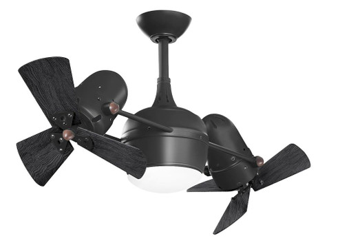 Dagny 360° double-headed rotational ceiling fan with light kit in Matte Black finish with solid m (230|DGLK-BK-WDBK)