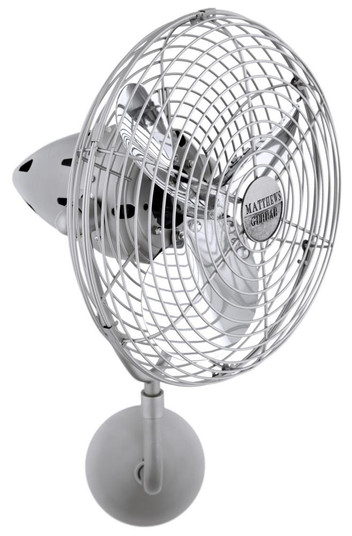 Bruna Parede wall fan in Brushed Nickel finish for damp locations. (230|BP-BN-MTL-DAMP)