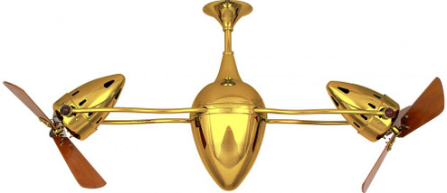 Ar Ruthiane 360° dual headed rotational ceiling fan in Ouro (Gold) finish with solid sustainable (230|AR-GOLD-WD)