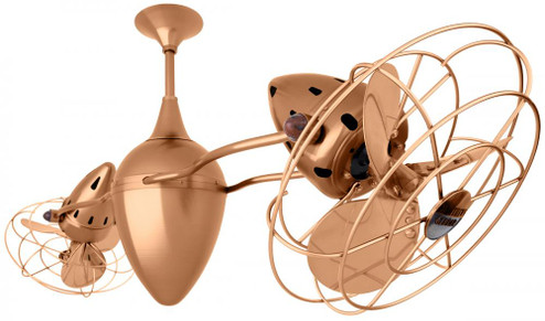 Ar Ruthiane 360° dual headed rotational ceiling fan in brushed copper finish with metal blades. (230|AR-BRCP-MTL)