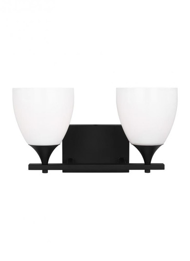 Toffino Modern 2-Light Bath Vanity Wall Sconce in Midnight Black Finish With Milk Glass Shades (7725|DJV1022MBK)