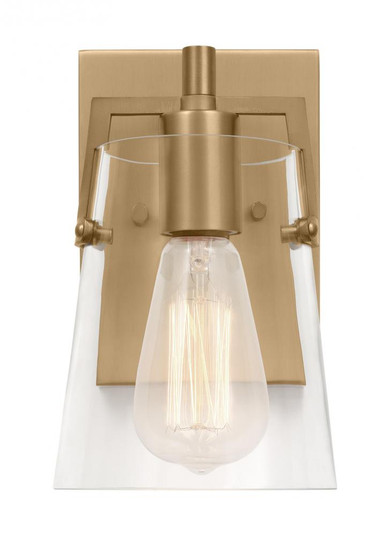 Crofton Modern 1-Light Wall Sconce Bath Vanity in Satin Brass Gold With Clear Glass Shade (7725|DJV1031SB)