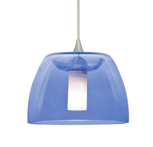 Besa Spur Cord Pendant, Blue, Satin Nickel Finish, 1x35W Halogen, 15Ft. Cord (127|1XC-SPURBL-SN-L)