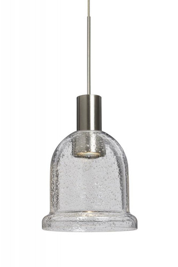 Besa, Kiba Cord Pendant, Clear Bubble, Satin Nickel Finish, 1x3W LED, 15Ft. Cord (127|1XC-KIBACL-LED-SN-L)