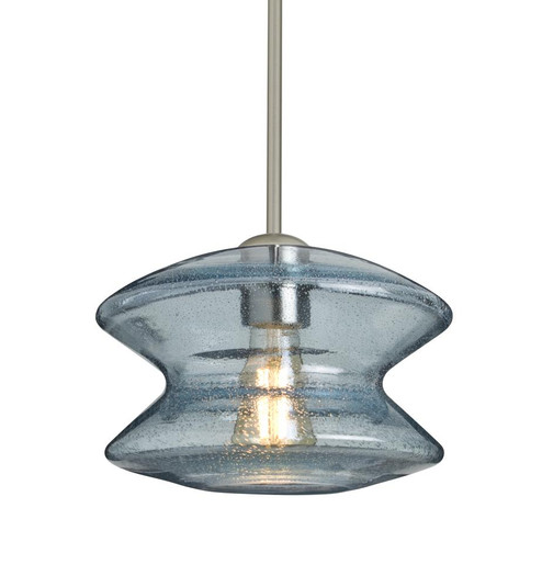 Besa, Zen Stem Pendant , Blue Bubble, Satin Nickel Finish, 1x8W LED Filament, 15Ft. C (127|1TT-ZENBL-EDIL-SN-L)