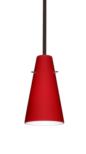 Besa Cierro Stem Pendant Bronze Ruby Matte 1x100W Medium Base, 15Ft. Cord (127|1TT-4124RM-BR-L)