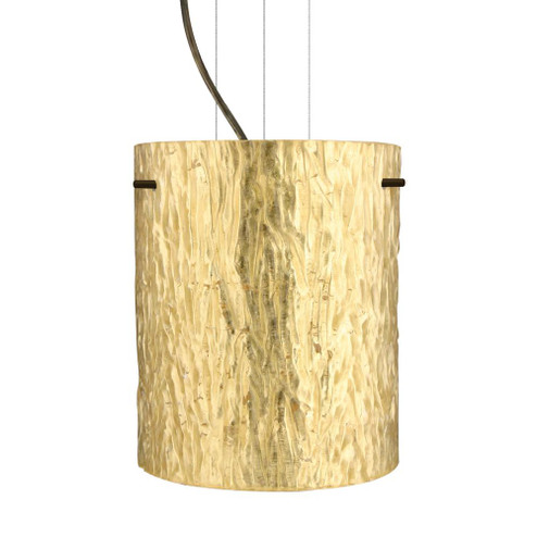 Besa Tamburo 8 Pendant Stone Gold Foil Bronze 1x11W LED, 15Ft. Option (127|1KG-4006GS-LED-BR-L)