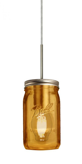 Besa Pendant Milo 4 Satin Nickel Amber 1x5W LED Filament, 15Ft. Cord (127|1JT-MILO4AM-EDIL-SN-L)