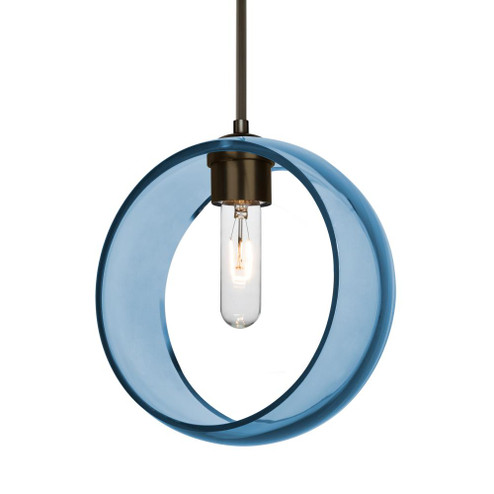 Besa Mana Pendant, Blue, Bronze Finish, 1x60W Medium Base, 15Ft. Cord (127|1JT-MANABL-BR-NI-L)