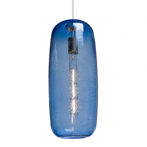 Besa, Pinot 18 Cord Pendant, Blue Bubble, Satin Nickel FInish 1x60W Incandescent (127|1JC-PINOT18BL-SN)