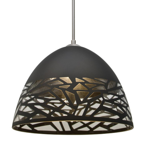 Besa Kiev Pendant, Black, Satin Nickel Finish, 1x60W Medium Base, 15Ft. Cord (127|1JC-KIEVBK-SN-L)