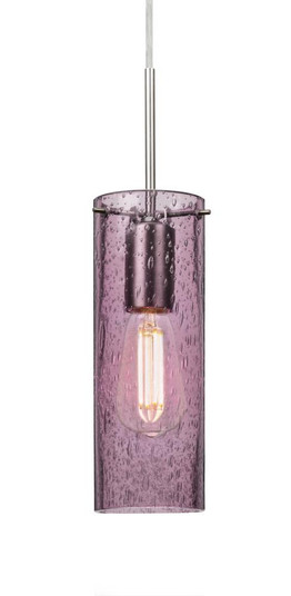 Besa, Juni 10 Cord Pendant, Plum Bubble, Satin Nickel, 1x4W LED Filament, 15Ft. Cord (127|1JC-JUNI10PL-EDIL-SN-L)