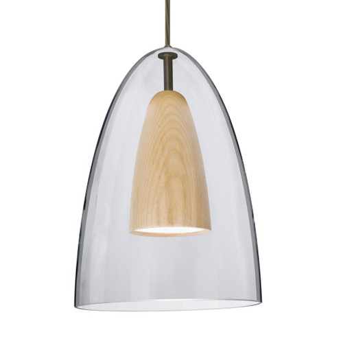 Besa, Dano Cord Pendant, Clear/Natural, Bronze Finish, 1x9W LED, 15Ft. Cord (127|1JC-DANOCLNA-LED-BR-L)