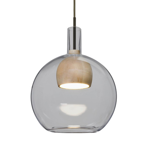 Besa, Benji Cord Pendant, Smoke/Natural, Bronze Finish, 1x9W LED, 15Ft. Cord (127|1JC-BENJISMNA-LED-BR-L)