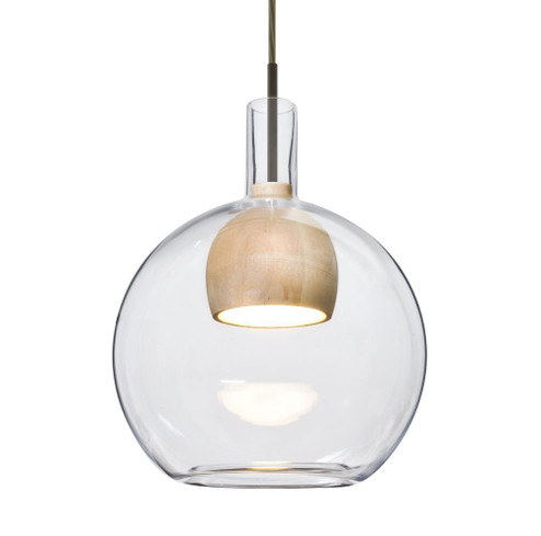 Besa, Benji Cord Pendant, Clear/Natural, Bronze Finish, 1x9W LED, 15Ft. Cord (127|1JC-BENJICLNA-LED-BR-L)