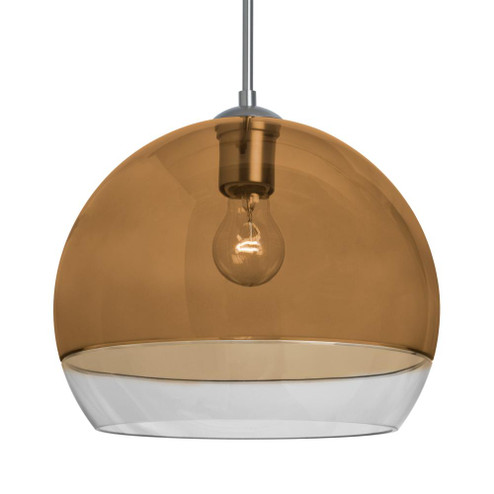 Besa, Ally 12 Cord Pendant, Amber/Clear, Satin Nickel Finish, 1x60W Medium Base, 15Ft (127|1JC-ALLY12AM-SN-L)