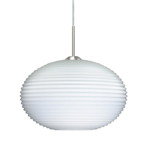 Besa Pendant Pape 10 Satin Nickel Opal Ribbed 1x9W LED, 15Ft. Cord (127|1JC-491207-LED-SN-L)