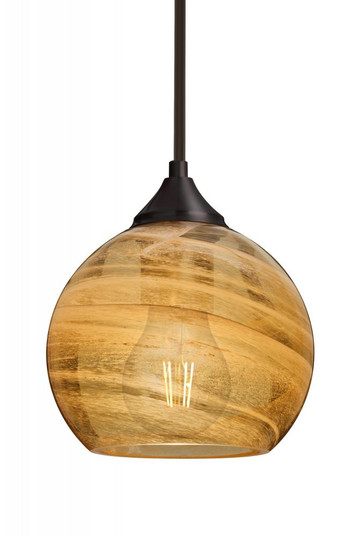 Besa, Jilly Stem Pendant, Vapor Amber, Bronze Finish, 1x5W LED Filament (127|1TT-JILLYAM-EDIL-BR)