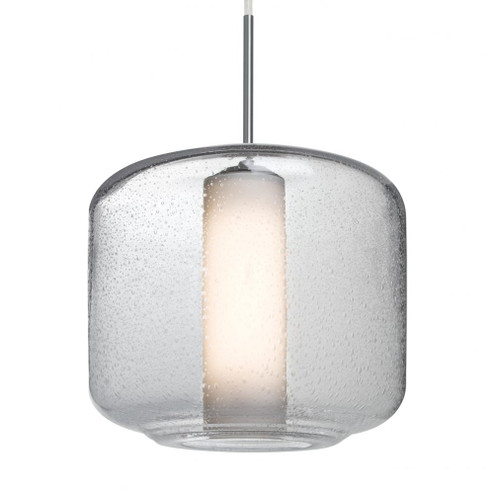 Besa Niles 10 Pendant, Clear Bubble/Opal, Satin Nickel Finish, 1x5W LED (127|1JC-NILES10CO-LED-SN)