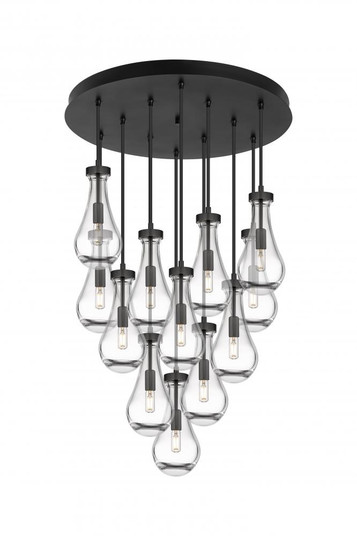Owego - 12 Light - 24 inch - Matte Black - Multi Pendant (3442|126-451-1P-BK-G451-5CL)