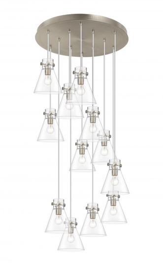 Newton Cone - 12 Light - 27 inch - Brushed Satin Nickel - Multi Pendant (3442|126-410-1PS-SN-G411-8CL)