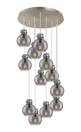 Newton Sphere - 12 Light - 27 inch - Brushed Satin Nickel - Cord hung - Multi Pendant (3442|126-410-1PS-SN-G410-8SM)