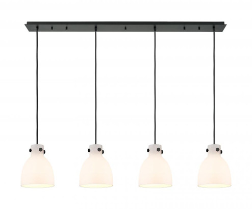 Newton Bell - 4 Light - 52 inch - Matte Black - Linear Pendant (3442|124-410-1PS-BK-G412-8WH)