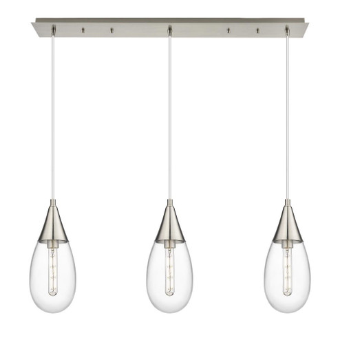 Malone - 3 Light - 38 inch - Brushed Satin Nickel - Linear Pendant (3442|123-450-1P-SN-G450-6CL)
