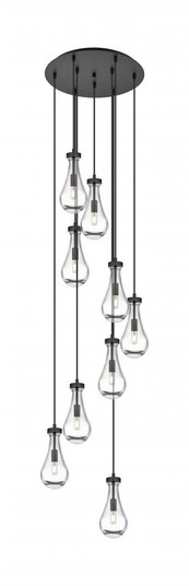 Owego - 9 Light - 19 inch - Matte Black - Multi Pendant (3442|119-451-1P-BK-G451-5CL)