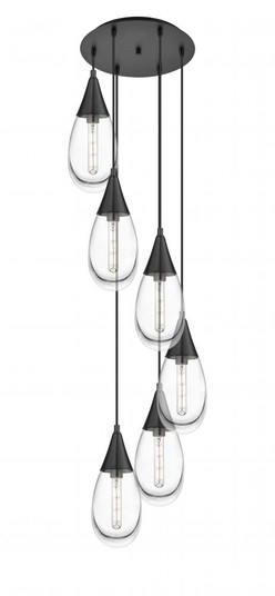 Malone - 6 Light - 17 inch - Matte Black - Multi Pendant (3442|116-450-1P-BK-G450-6CL)