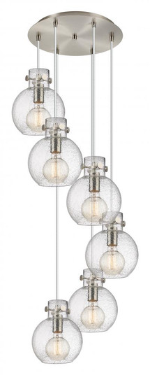 Newton Sphere - 6 Light - 19 inch - Brushed Satin Nickel - Cord hung - Multi Pendant (3442|116-410-1PS-SN-G410-8SDY)