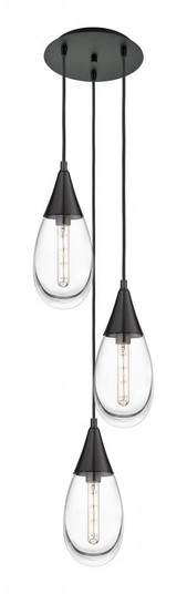 Malone - 3 Light - 14 inch - Matte Black - Multi Pendant (3442|113-450-1P-BK-G450-6CL)