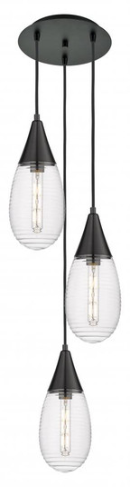 Malone - 3 Light - 14 inch - Matte Black - Multi Pendant (3442|113-450-1P-BK-G450-6SCL)