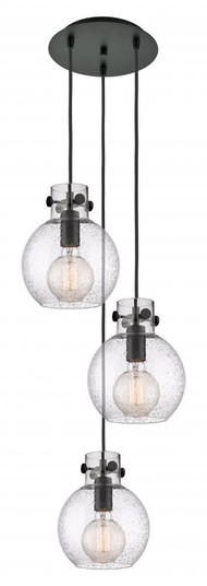 Newton Sphere - 3 Light - 16 inch - Matte Black - Cord hung - Multi Pendant (3442|113-410-1PS-BK-G410-8SDY)