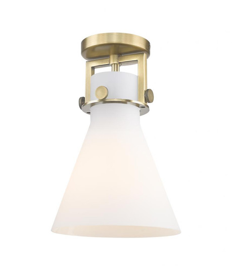 Newton Cone - 1 Light - 8 inch - Brushed Brass - Semi-Flush Mount (3442|411-1F-BB-G411-8WH)